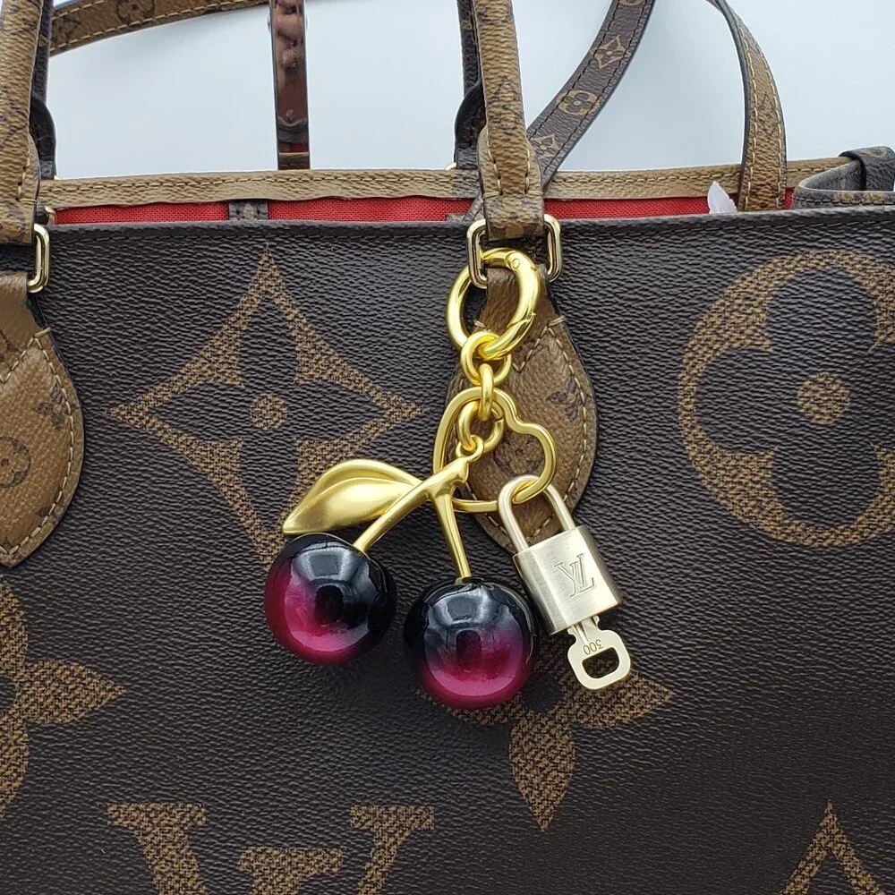 Authentic Louis Vuitton Lock & Key with Unbranded Apple Charm, Keychain